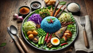 Nasi Kerabu is a traditional Malaysian dish