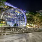 Suntec City Mall Marina Centre Known for the Fountain of Wealth, tech stores, and convention center access